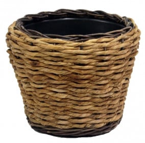Pletený obal na květináč Abaca s plastovou vložkou, průměr 43 cm, přírodní