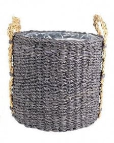 Pletený obal z mořské trávy JORY, rozměr 33 x 31 cm, černý