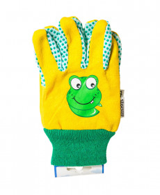 Pracovní rukavice s motivem žáby, dětské, 4 - 6 let, žluto - zelené