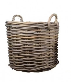Proutěný koš s uchy, průměr 65 cm, hnědý