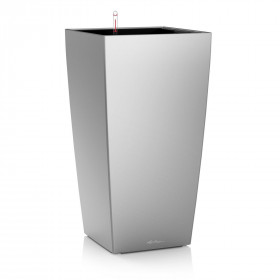 Samozavlažovací květináč Lechuza CUBICO 22, komplet set, stříbrný