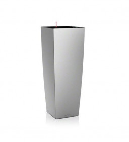 Samozavlažovací květináč Lechuza CUBICO ALTO 40, komplet set, stříbrný