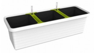 Samozavlažovací truhlík Plastia BERBERIS TRIO 117 - komplet set, bílý