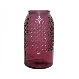 Skleněná váza, dekor diamanty, výška 28 cm, bordó