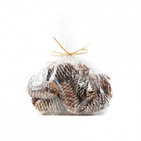 Smrkové šišky, balení 200 g, hnědo - bílé