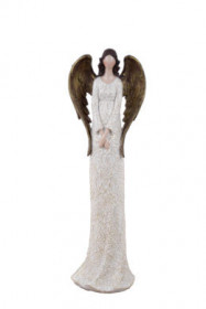 Stojící anděl BEA, polystone, výška 32 cm, bílo - zlatý
