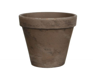 Terakotový kulatý květináč Mica STAN, průměr 13.5 cm, šedohnědý