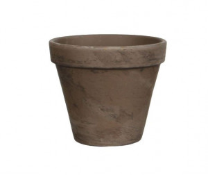 Terakotový kulatý květináč Mica STAN, průměr 15.5 cm, šedohnědý