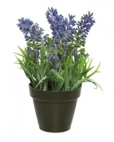 Umělá levandule, v květináči, modro - fialová, výška 17 cm