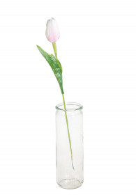 Umělý tulipán, délka 40 cm, bílo - růžový