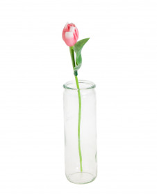 Umělý tulipán, délka 40 cm, červeno - bílý