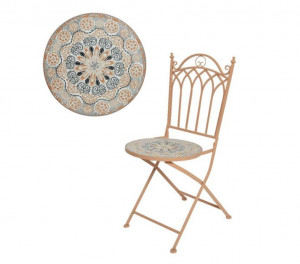 Zahradní kovová židle, NOLA, oranžovo - modrá