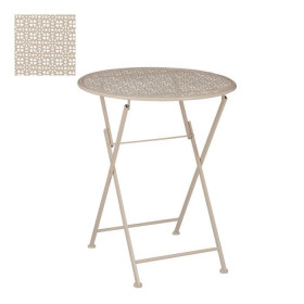Zahradní kovový stolek, NETA, rozměr 60 x 70 cm, světle hnědý