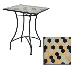 Zahradní kovový stolek, PULA, rozměr 58 x 72 cm, oranžovo - černý