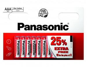Zinkouhlíková baterie Panasonic AAA, balení 8 + 2 ks zdarma